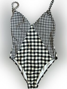 NWT J. Crew Black and White Gingham One-Piece Swimsuit